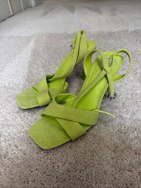 Vince Camuto Women's Lime Green Strappy Block Heel Sandals